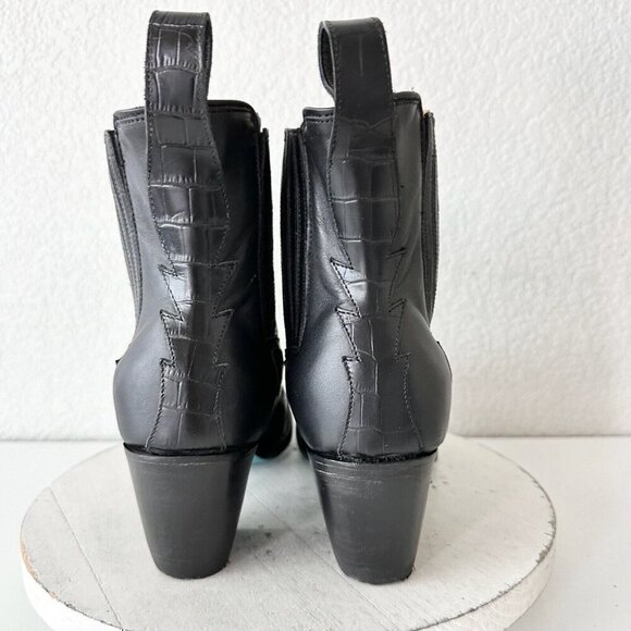 NEW Lane CHELSEA Womens Cowboy Bootie 11 Cowgirl Western Black Short Ankle Boots - Picture 3 of 12